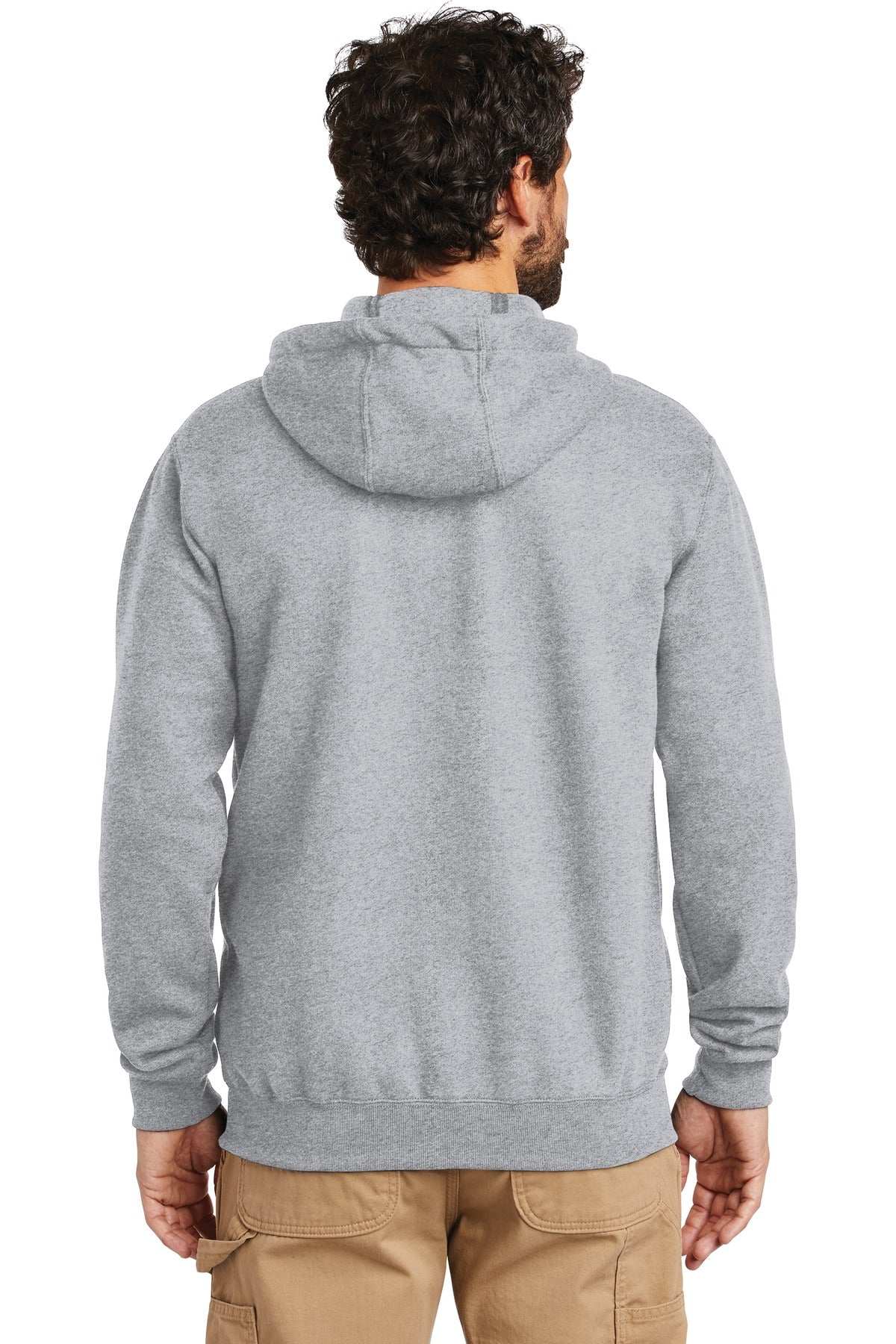 Heather Grey Carhartt Midweight Hooded Zip-Front Sweatshirt. CTK122