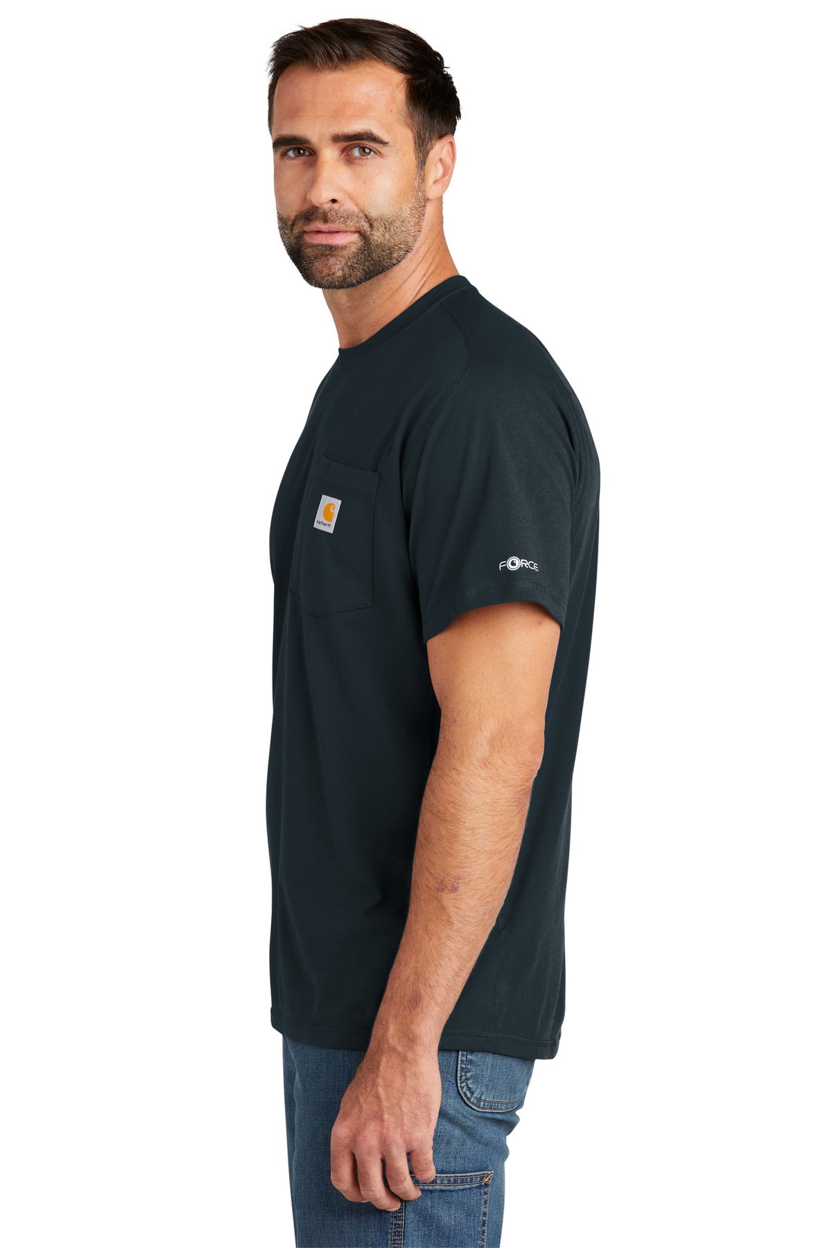 Navy Carhartt Force Short Sleeve Pocket T-Shirt CT106652