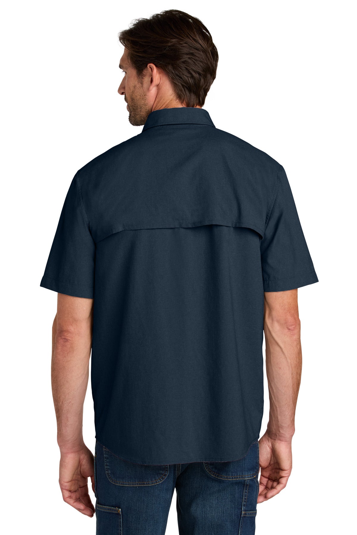Navy Carhartt Force Sun Defender Short Sleeve Shirt CT107107