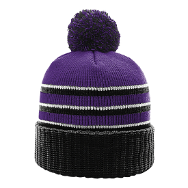 PURPLE/BLACK/WHITE Richardson Stripe Pom Baenie