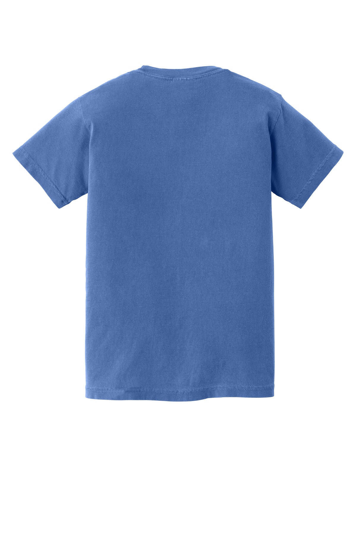 Rear View of Flo Blue COMFORT COLORS Youth Heavyweight Ring Spun Tee. 9018