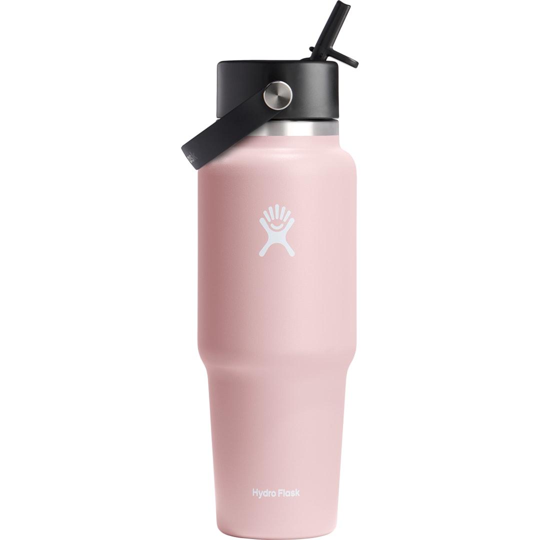 Rear View of Pink Hydro Flask® Travel Bottle w/ Flex Straw Cap 32oz