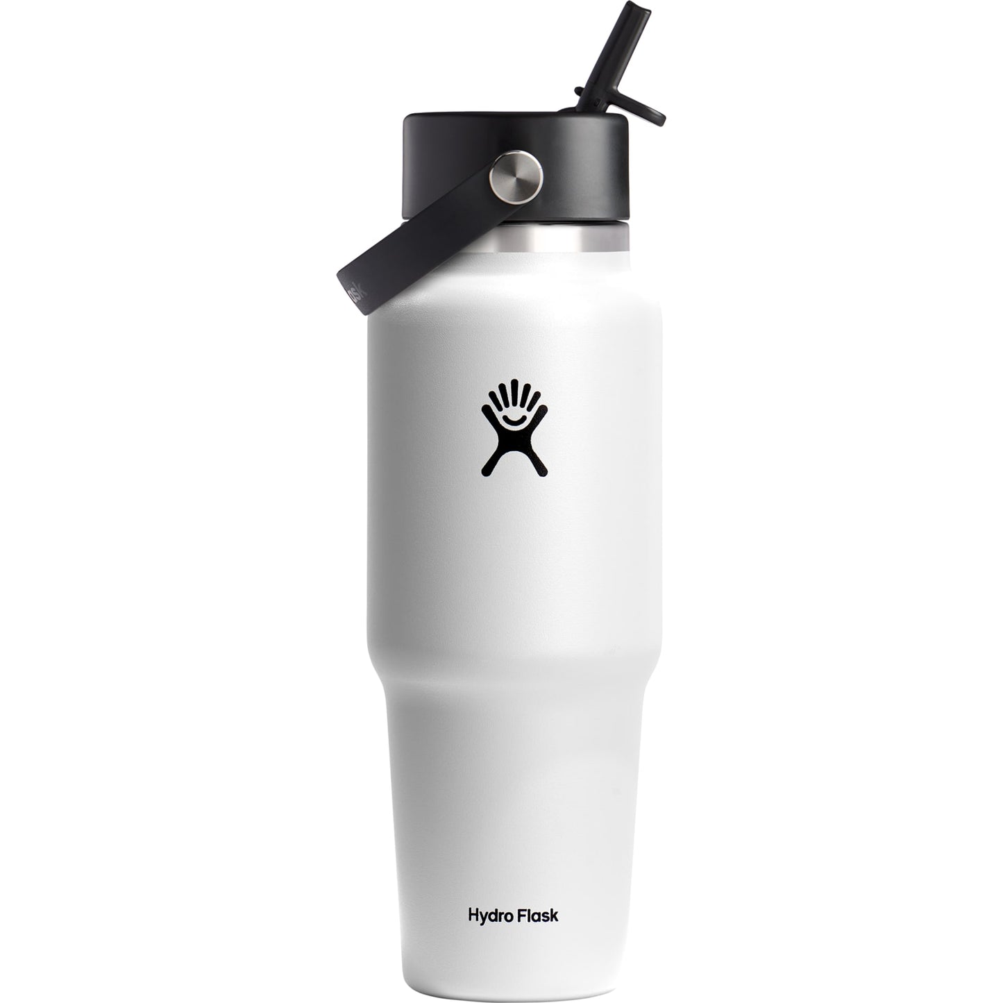 Rear View of White Hydro Flask® Travel Bottle w/ Flex Straw Cap 32oz