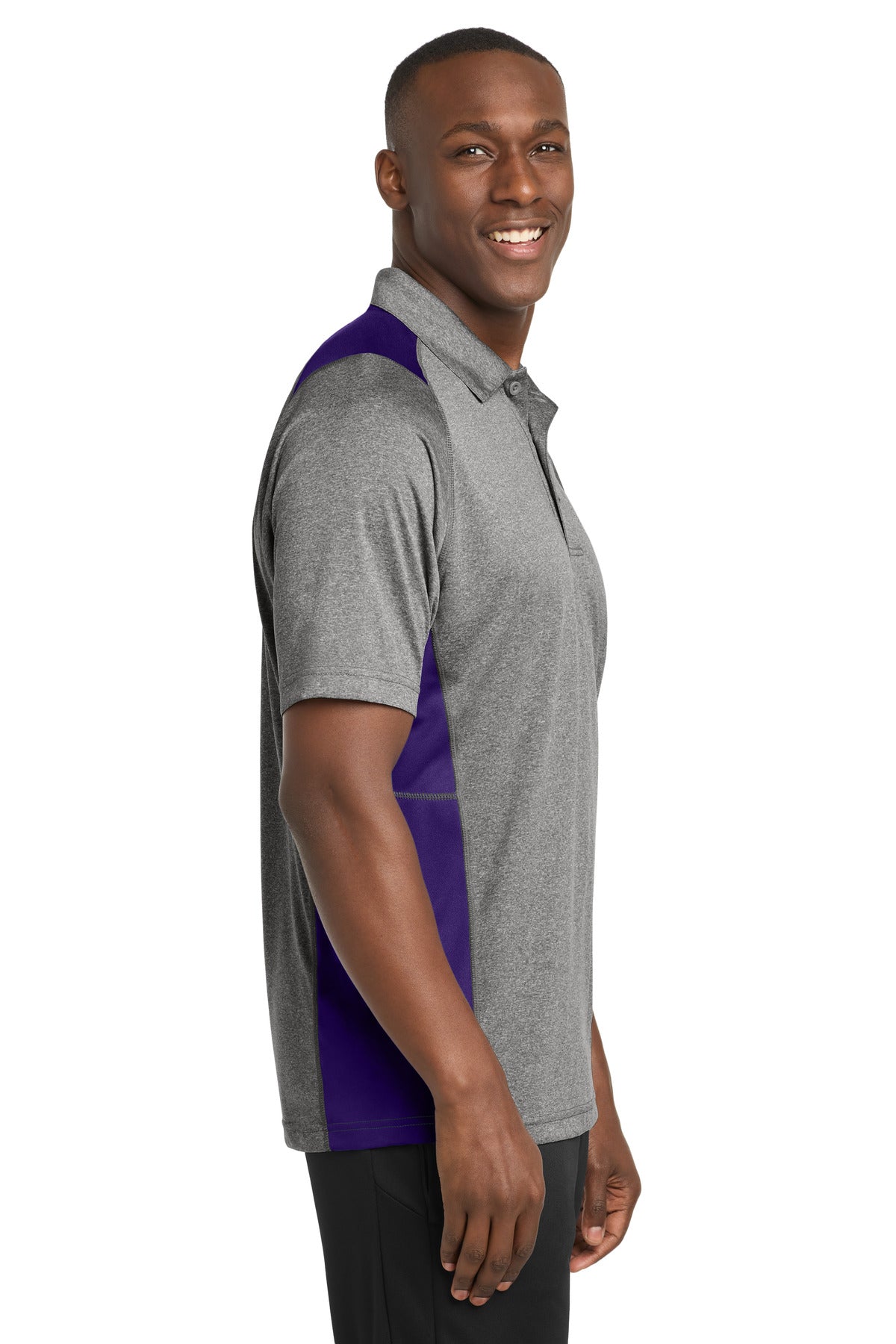 Vnt He/Purple Sport-Tek Heather Colorblock Contender Polo. ST665