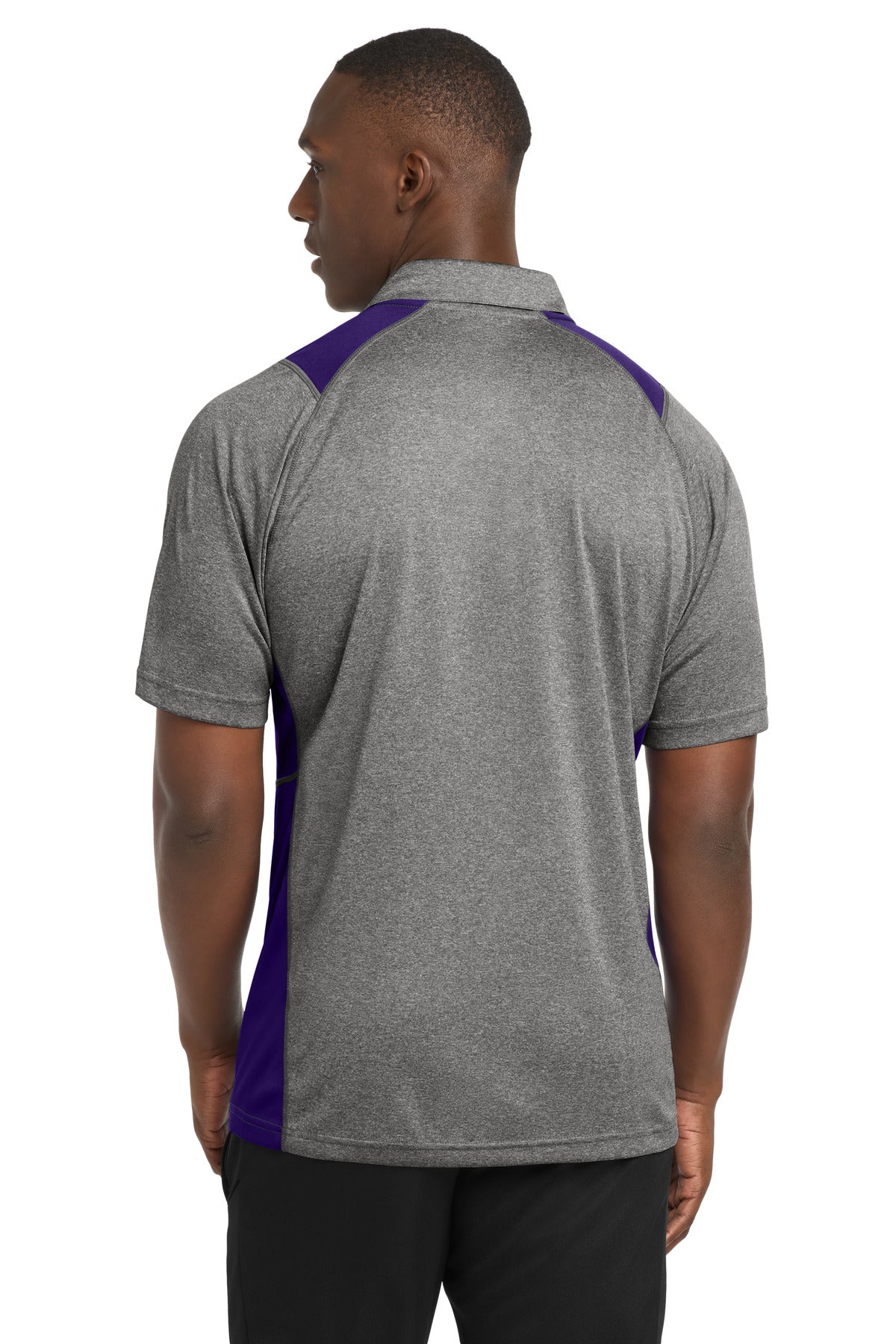 Vnt He/Purple Sport-Tek Heather Colorblock Contender Polo. ST665
