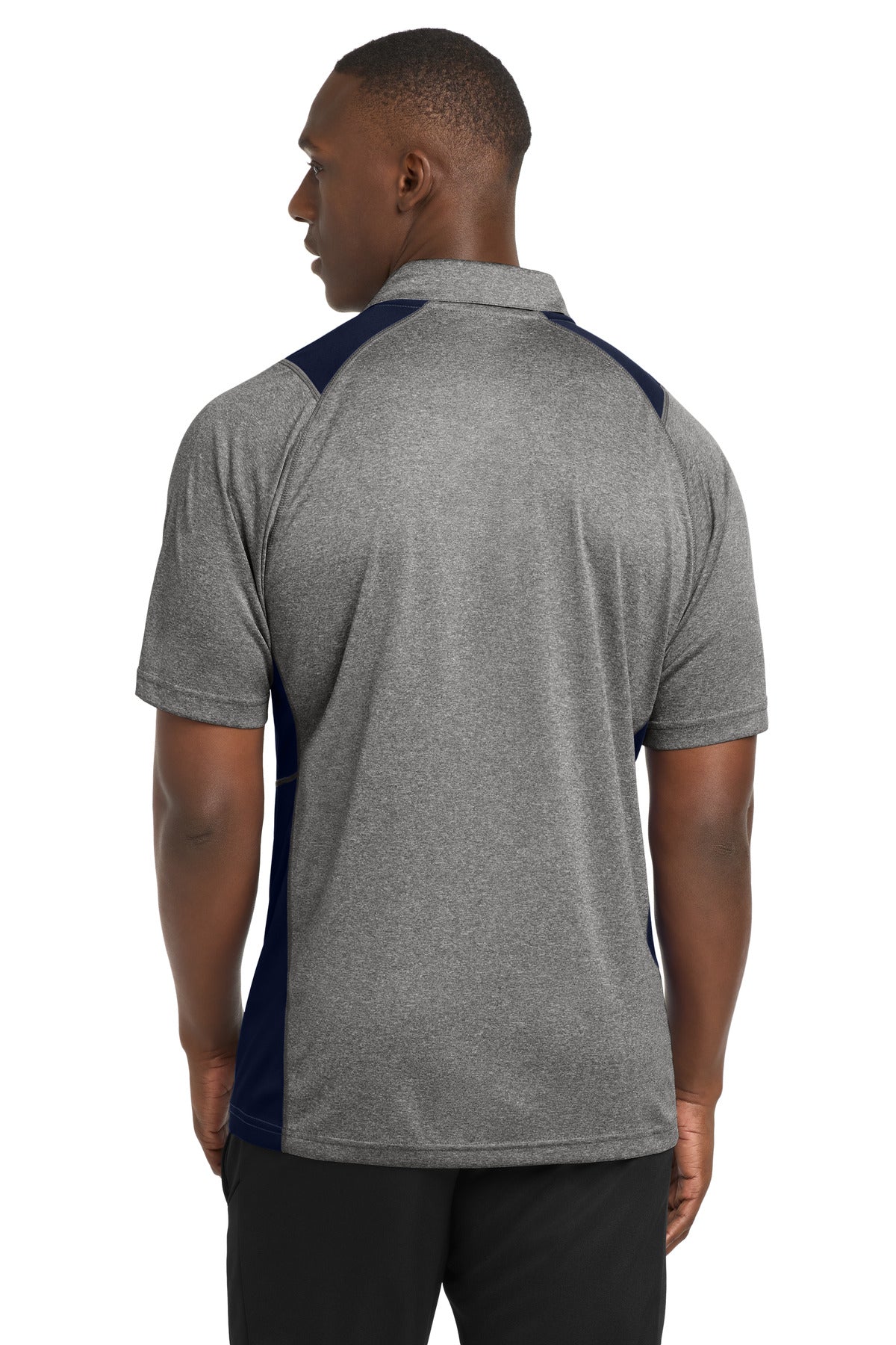 Vnt He/Tr Navy Sport-Tek Heather Colorblock Contender Polo. ST665