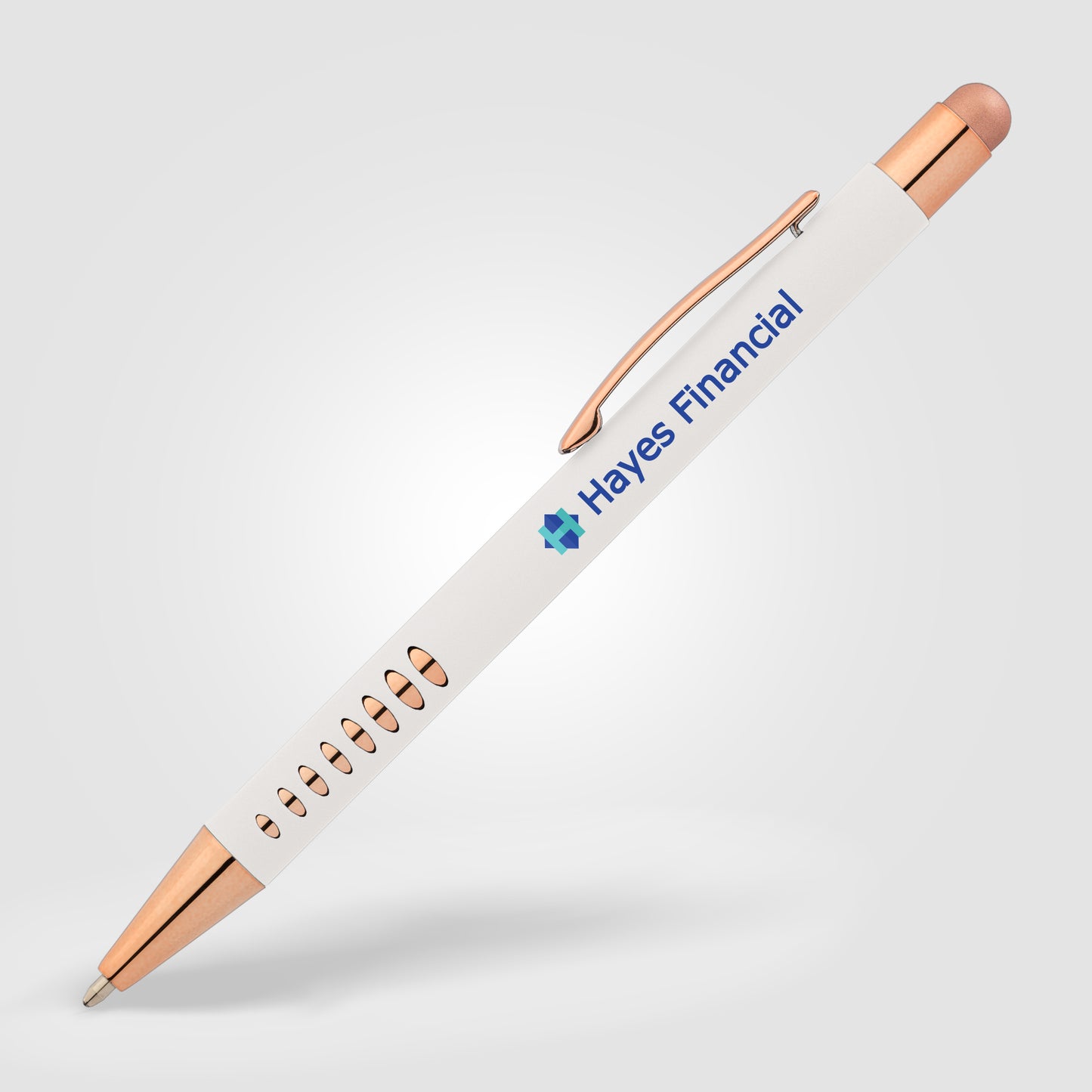White (Barrel) Bowie Rose Gold Stylus Pen