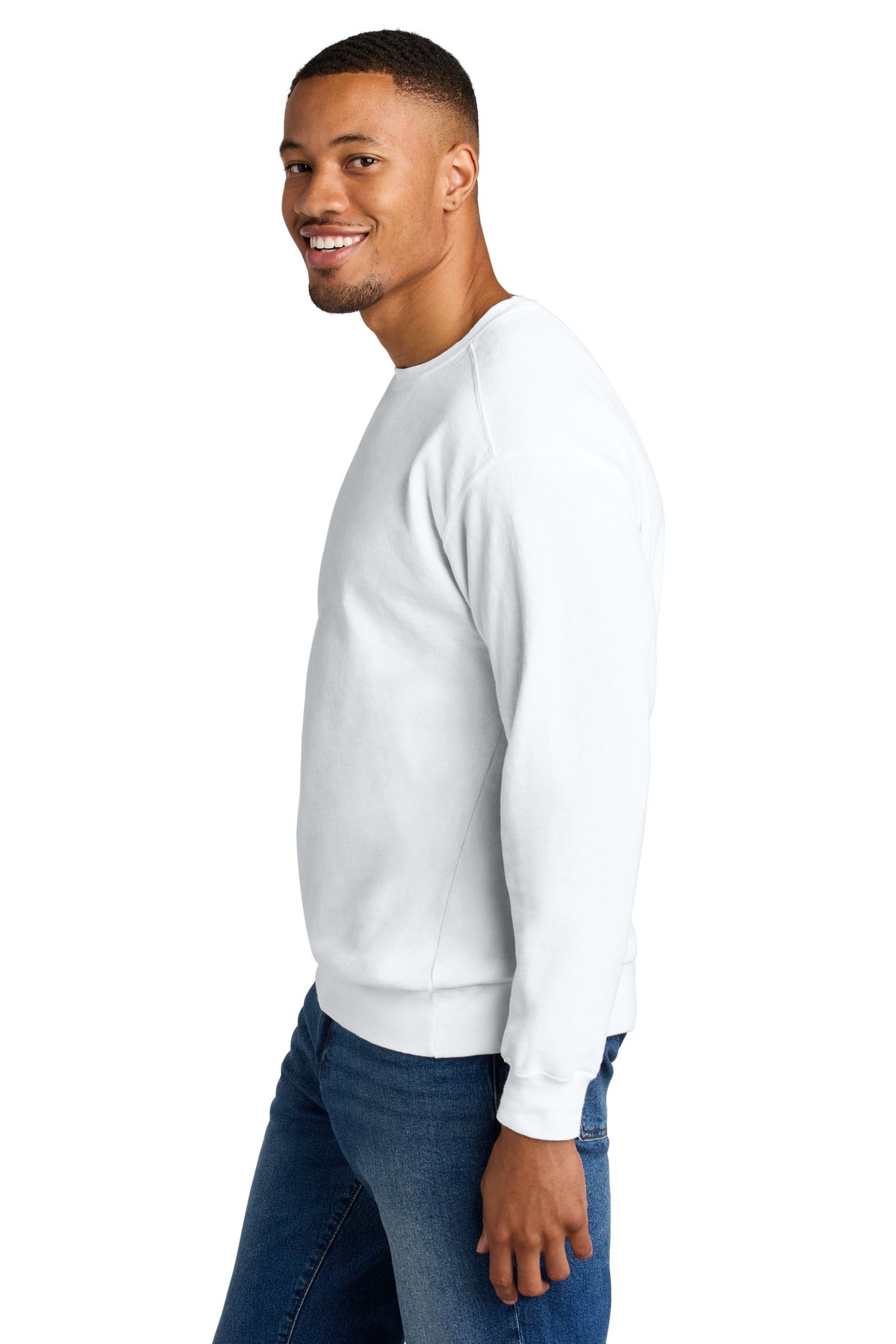 White COMFORT COLORS Ring Spun Crewneck Sweatshirt. 1566
