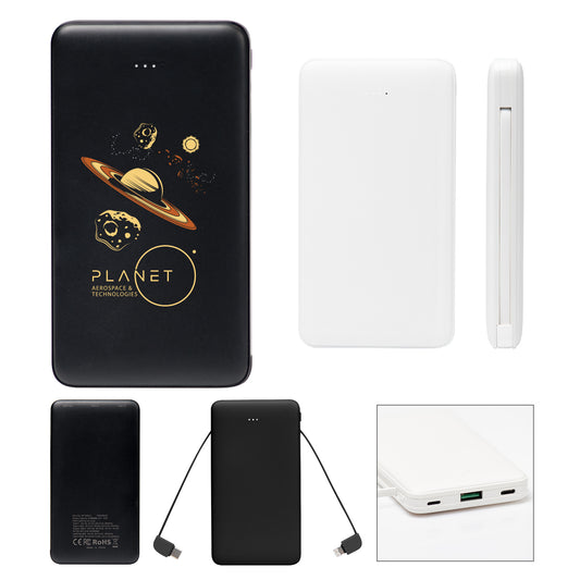 10,000 mAh Power Bank With Integrated Cables  grouped