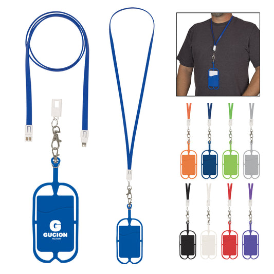 2-In-1 Charging Cable Lanyard With Phone Holder & Wallet  grouped