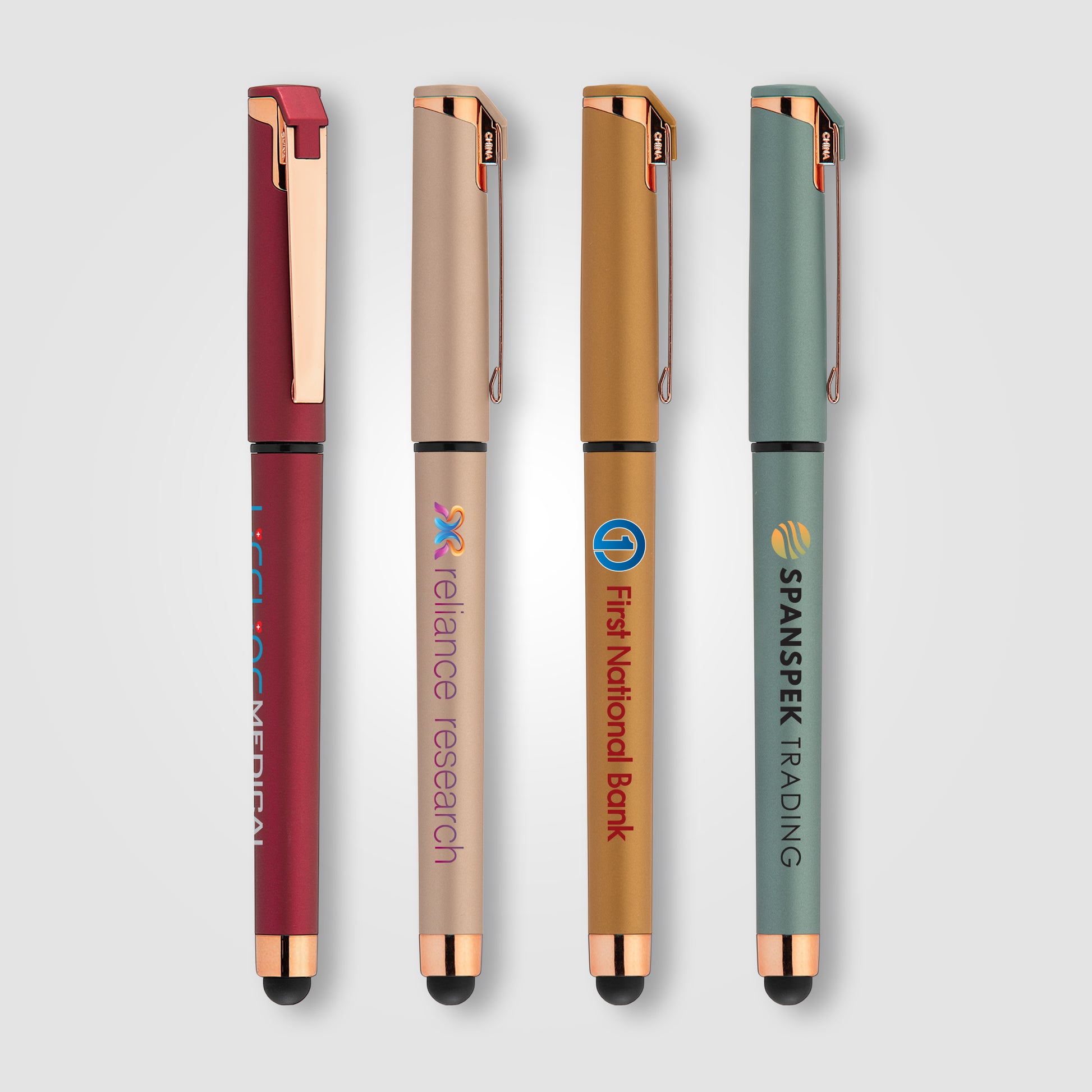Assorted (Barrel) Islander Softy Rose Gold Metallic Designer Gel Pen w/ Stylus