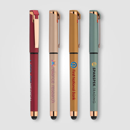 Assorted (Barrel) Islander Softy Rose Gold Metallic Designer Gel Pen w/ Stylus