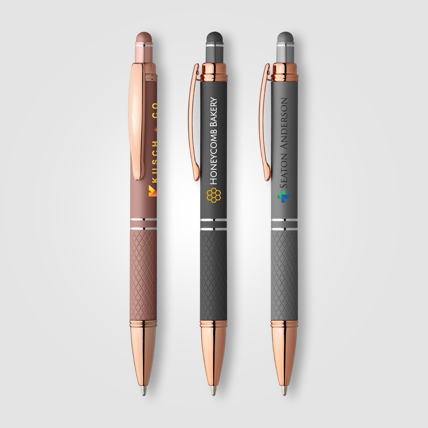Assorted (Barrel) Phoenix Softy Rose Gold Metallic Pen w/ Stylus