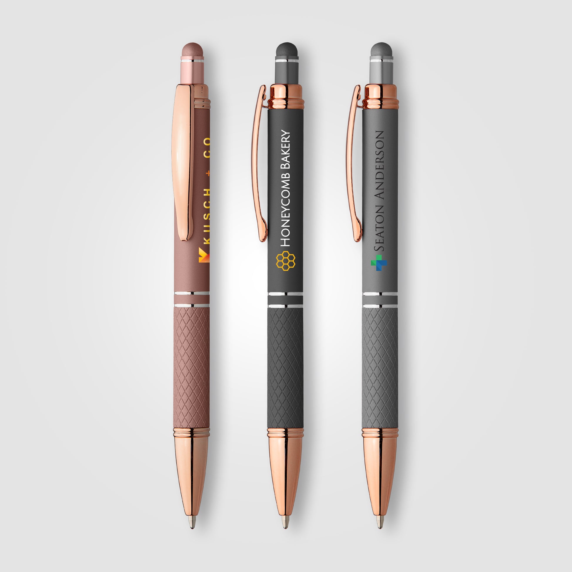 Assorted (Barrel) Phoenix Softy Rose Gold Metallic Pen w/ Stylus