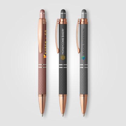 Assorted (Barrel) Phoenix Softy Rose Gold Metallic Pen w/ Stylus