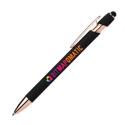 Black (Barrel) Ellipse Gel Softy Rose Gold w/Stylus