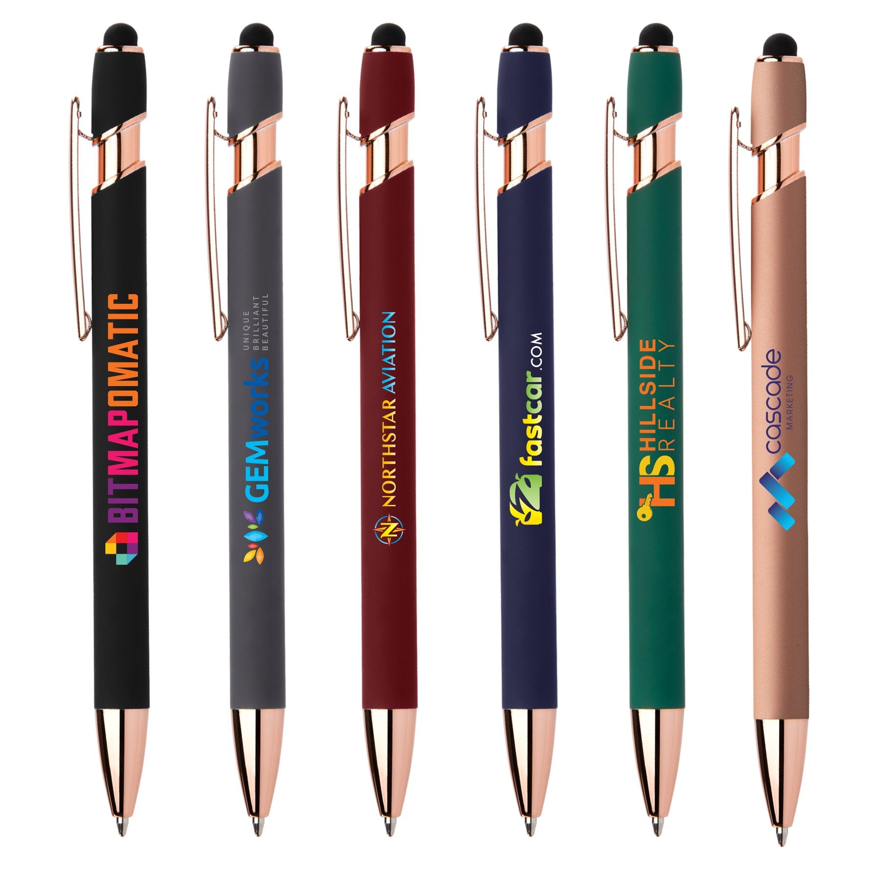 Assorted (Barrel) Ellipse Gel Softy Rose Gold w/Stylus