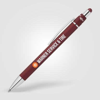 Burgundy (Barrel) Orbit Spinner Chrome Metal Pen w/ Stylus