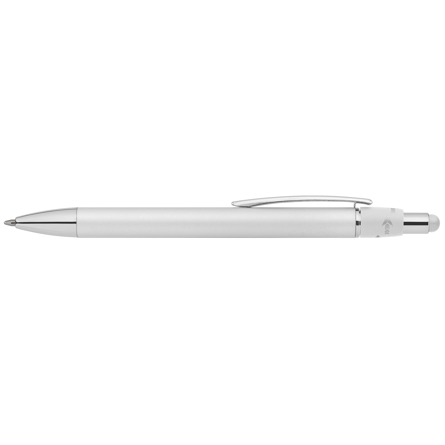 White (Barrel) Orbit Spinner Chrome Metal Pen w/ Stylus plain