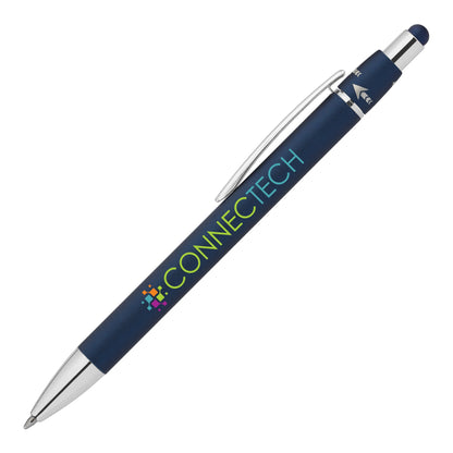 Dark Blue (Barrel) Orbit Spinner Chrome Metal Pen w/ Stylus