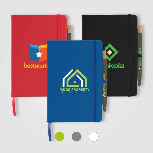 Wilde Recycled Hard Cover Journal & Pen Set - A5 5.5'' x 8.3''  grouped