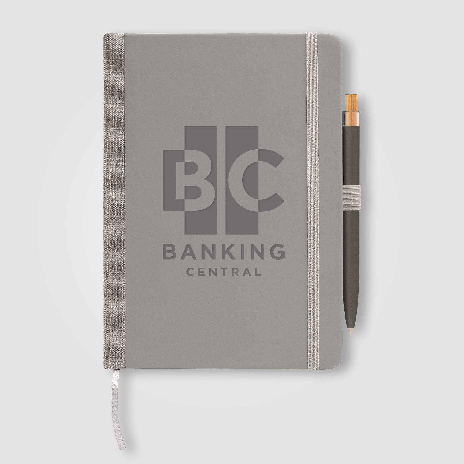 Gray (Barrel) Steinbeck Recycled Hard Cover Journal & Pen Set - A5 5.9'' x 8.3''