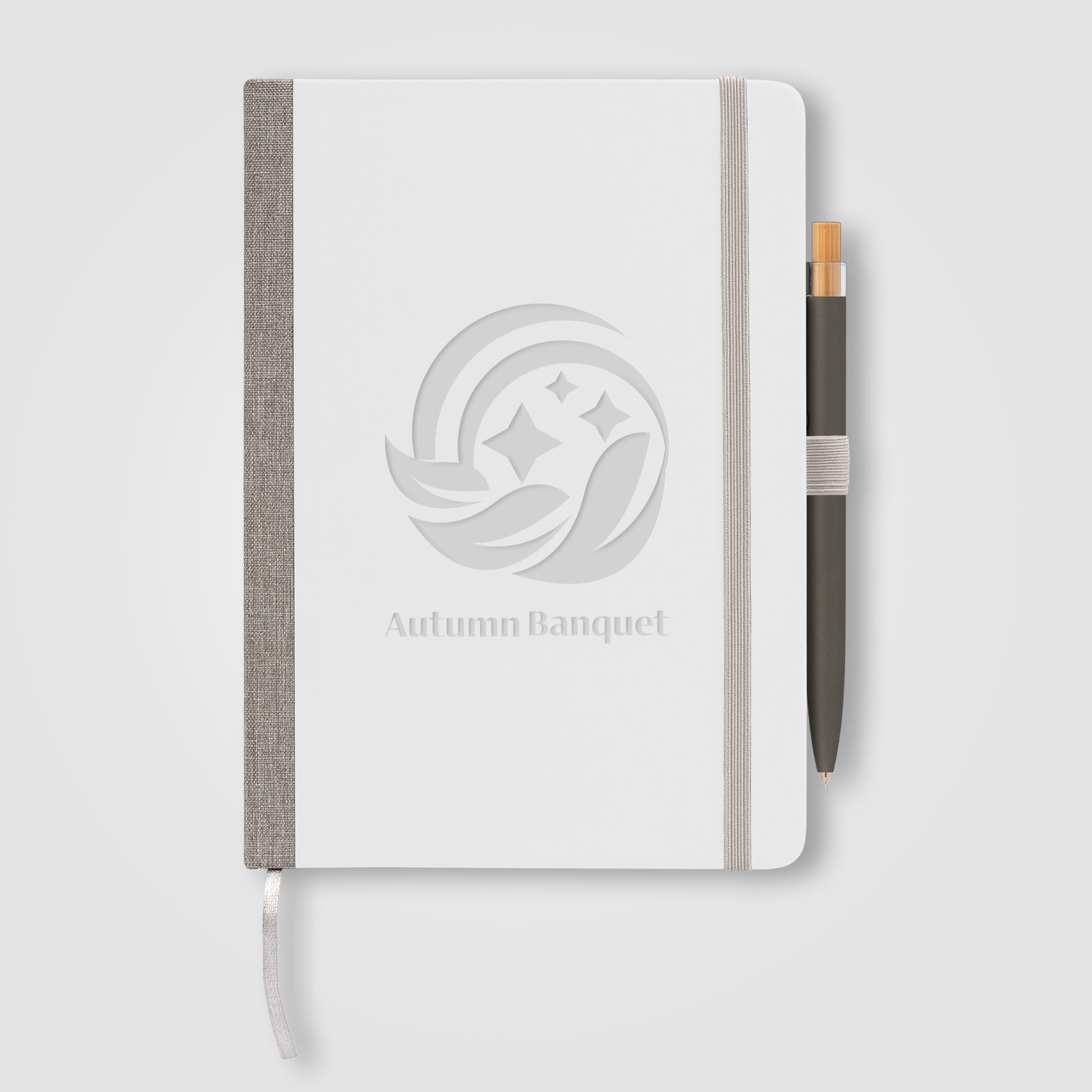 Gray (Barrel) Steinbeck Recycled Hard Cover Journal & Pen Set - A5 5.9'' x 8.3''
