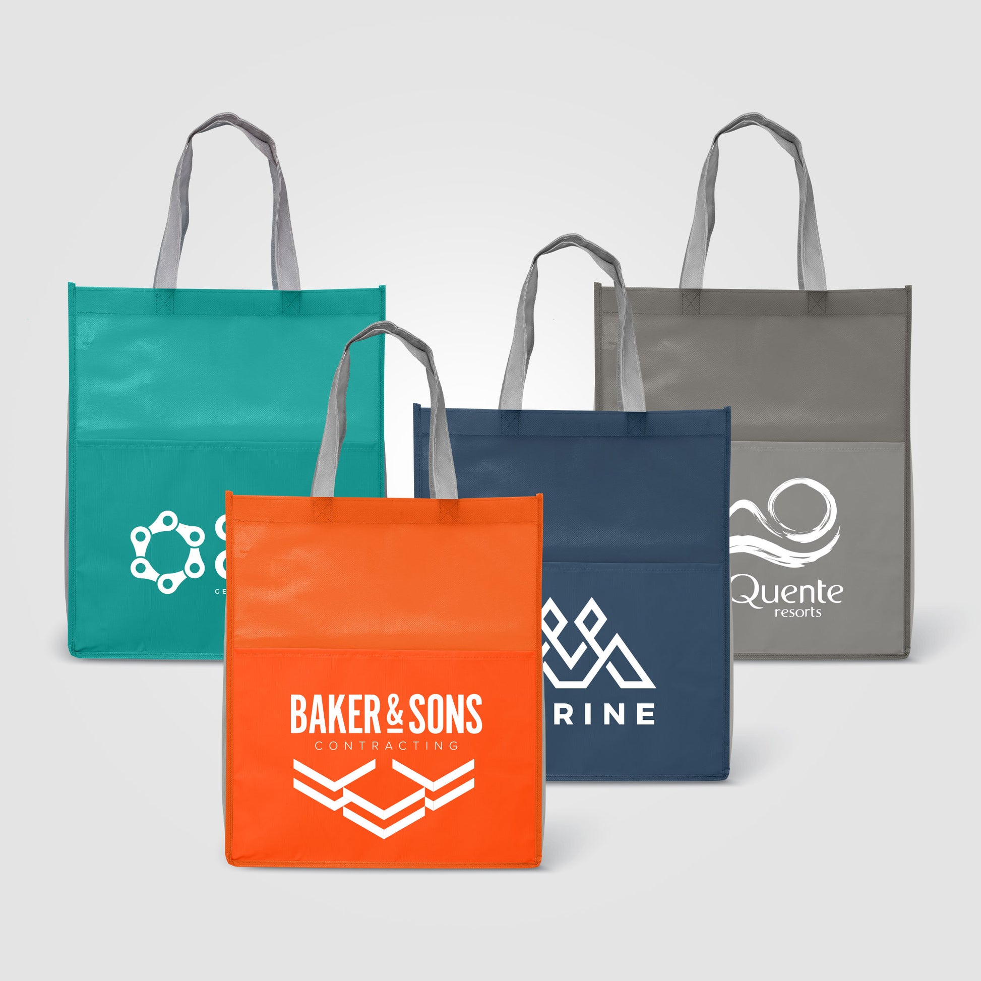 Rome RPET - Recycled Non-Woven Tote with 210D RPET Pocket  grouped