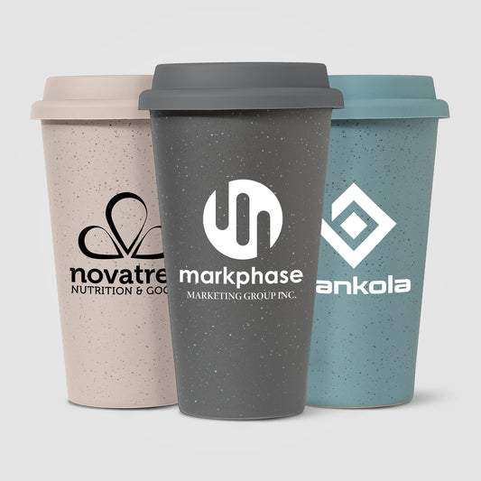 Equator - 9 oz. Double Wall Ceramic Tumbler with Silicone Lid  grouped