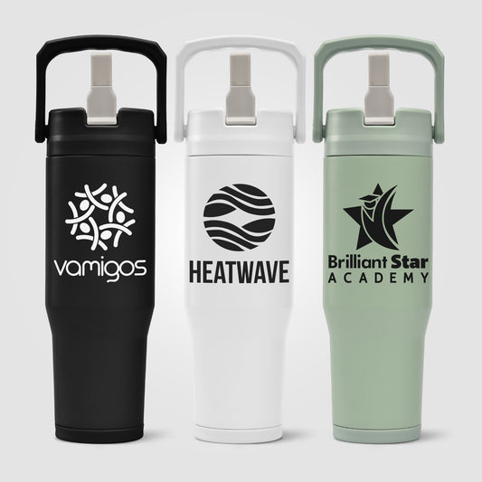Polar Duo - 32 oz. Double-Wall Recycled Stainless Steel Tumbler with Storage Base  grouped