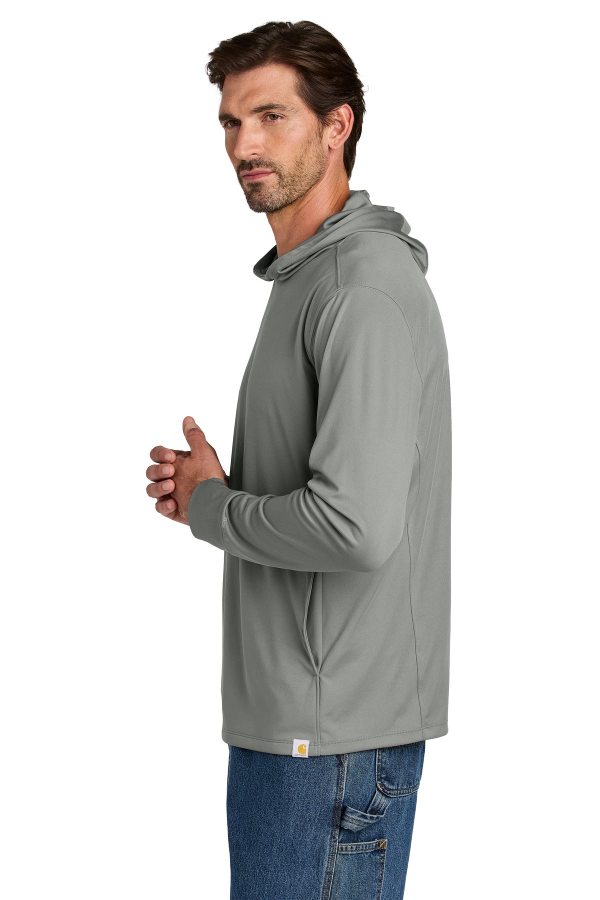 AsphaltGry Carhartt Force Sun Defender Long Sleeve Hooded T-Shirt CT106923