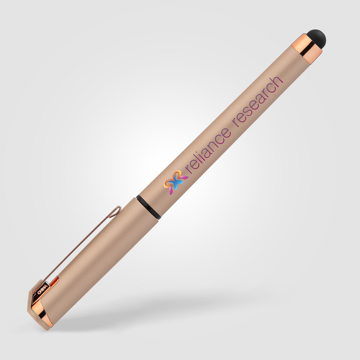 Beige (Barrel) Islander Softy Rose Gold Metallic Designer Gel Pen w/ Stylus
