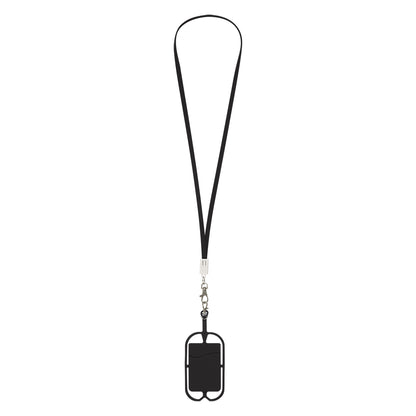 BLACK 2-In-1 Charging Cable Lanyard With Phone Holder & Wallet plain grouped