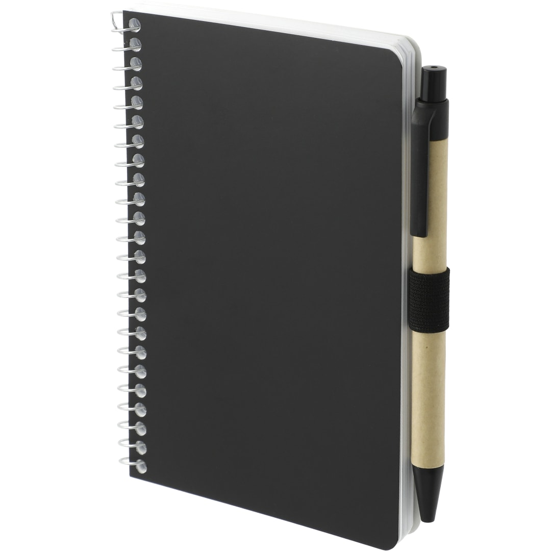 Black 4" x 6" FSC® Mix Pocket Spiral Notebook with Pen plain