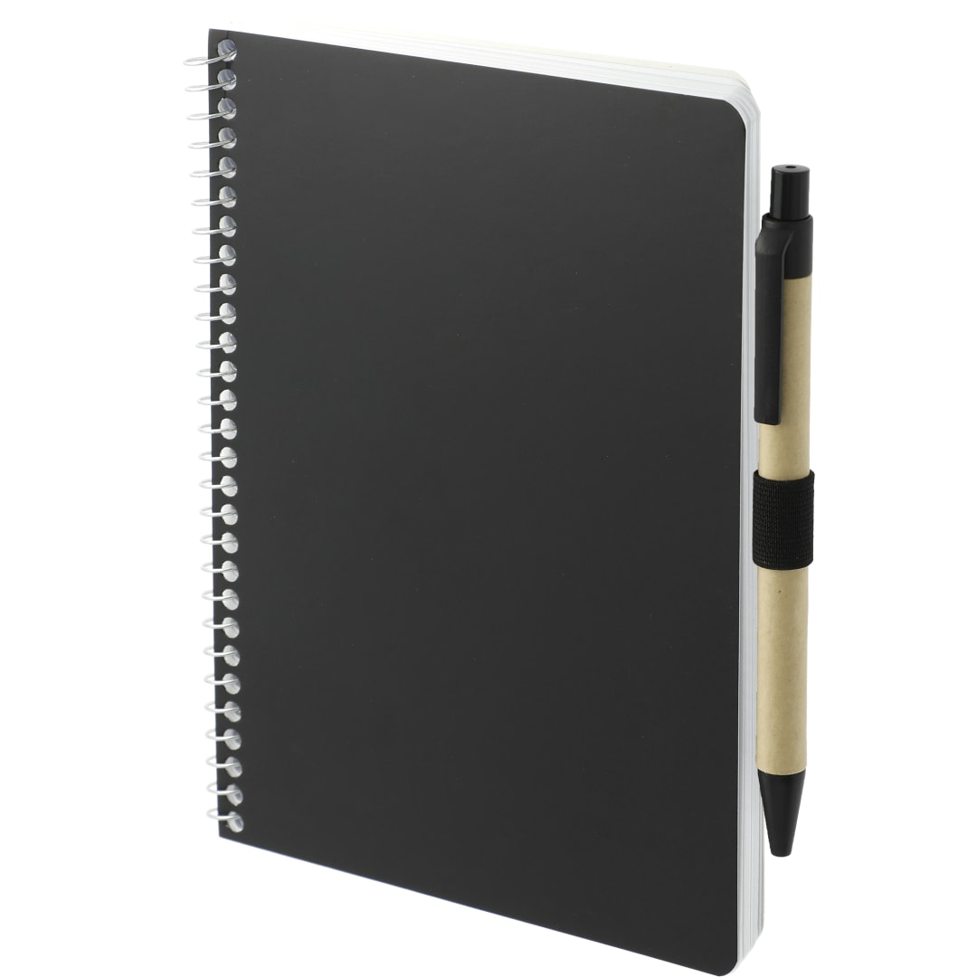 Black 5” x 7” FSC® Mix Spiral Notebook with Pen plain
