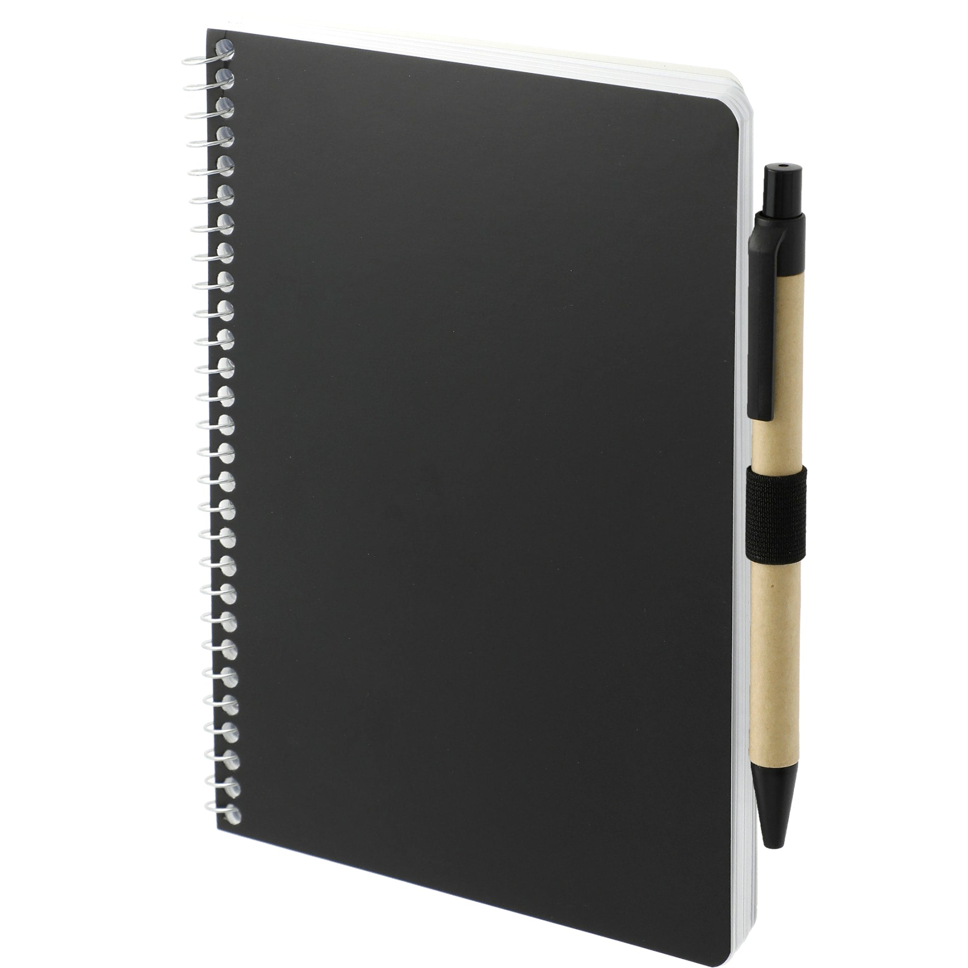 Black 5” x 7” FSC® Mix Spiral Notebook with Pen plain