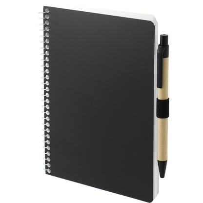 Black 5” x 7” FSC® Mix Spiral Notebook with Pen plain