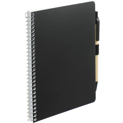 Black 5” x 7” FSC® Mix Spiral Notebook with Pen plain