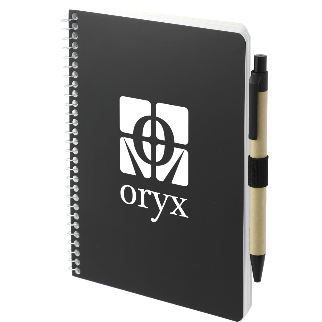 Black 5” x 7” FSC® Mix Spiral Notebook with Pen