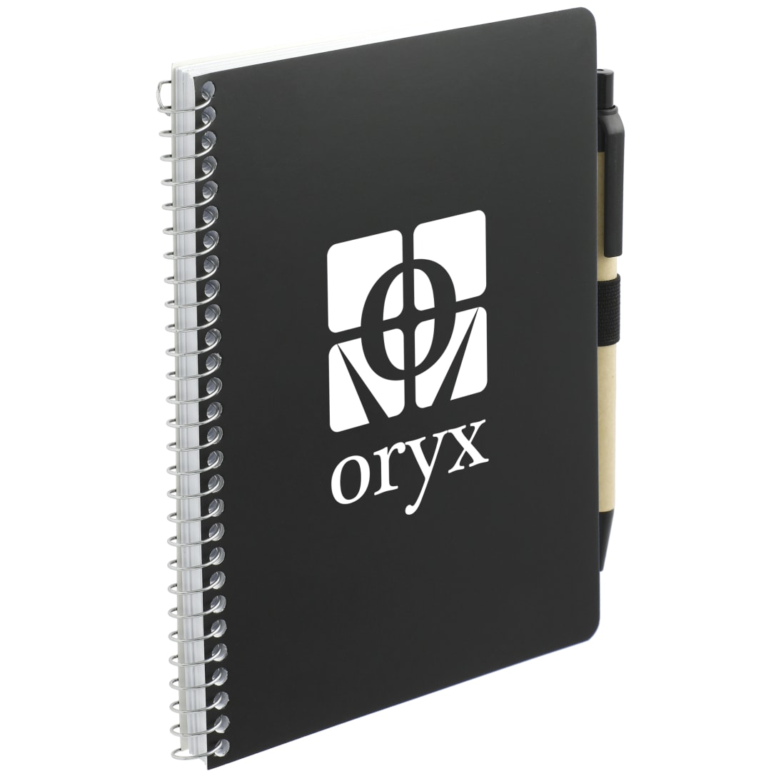 Black 5” x 7” FSC® Mix Spiral Notebook with Pen