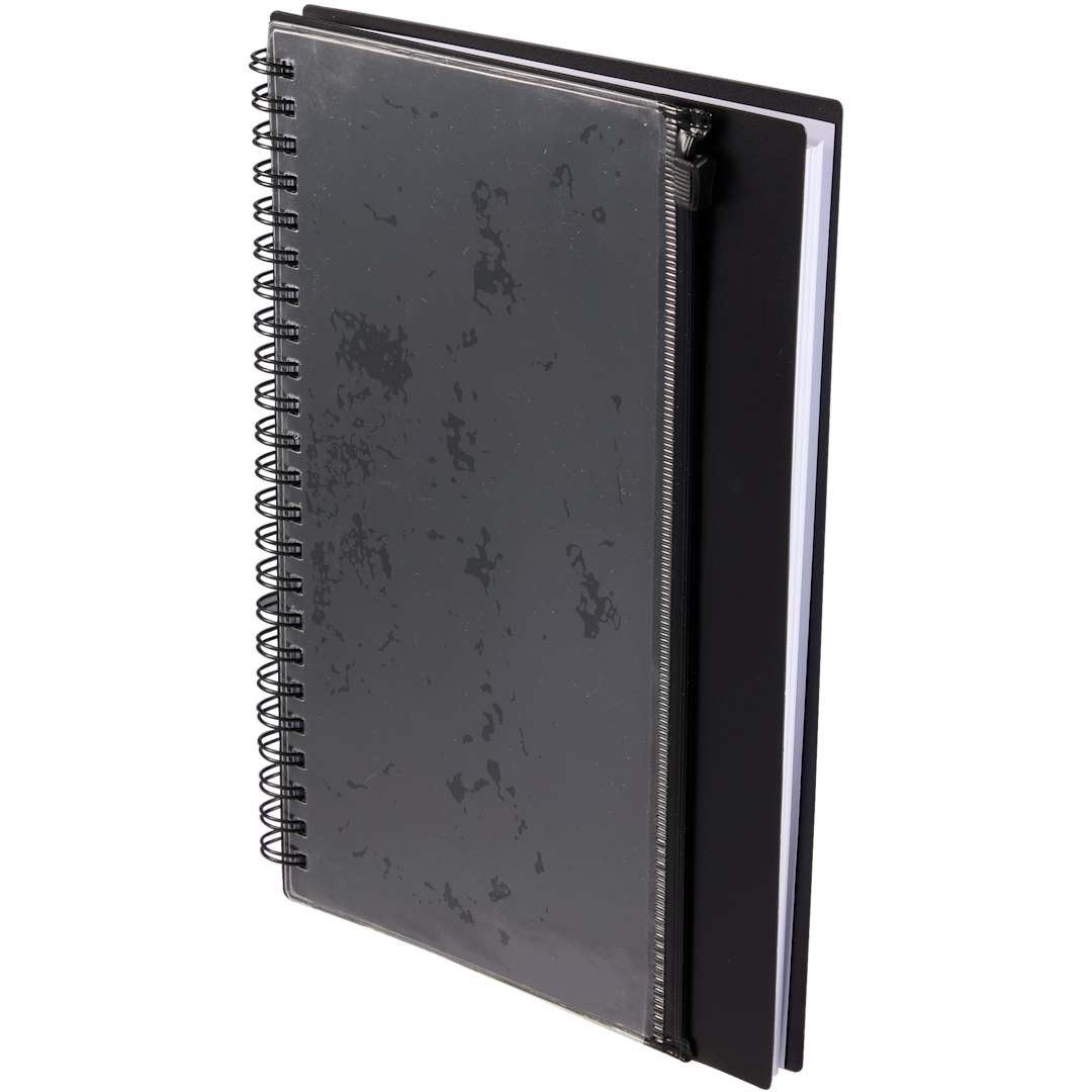 Black 5.5" x 8.5" Spiral Notebook with Clear Pocket plain