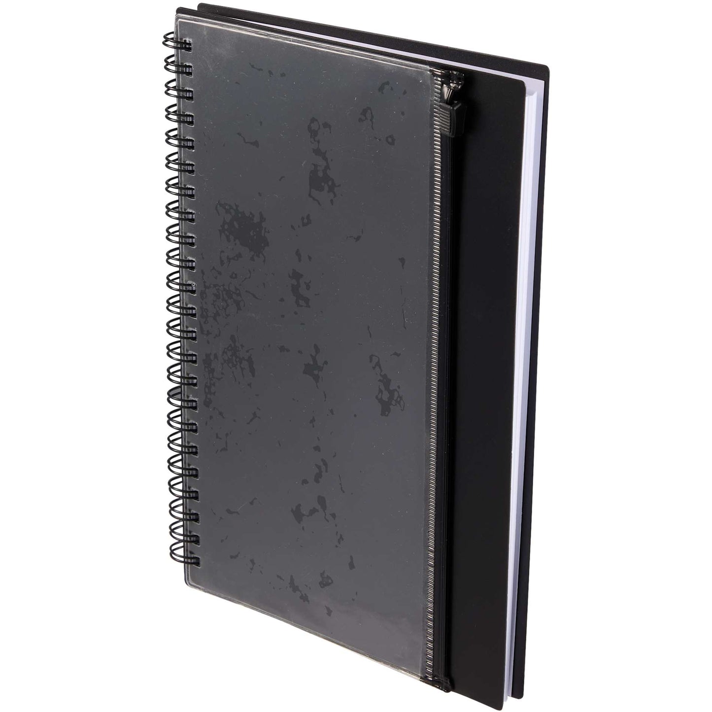 Black 5.5" x 8.5" Spiral Notebook with Clear Pocket plain