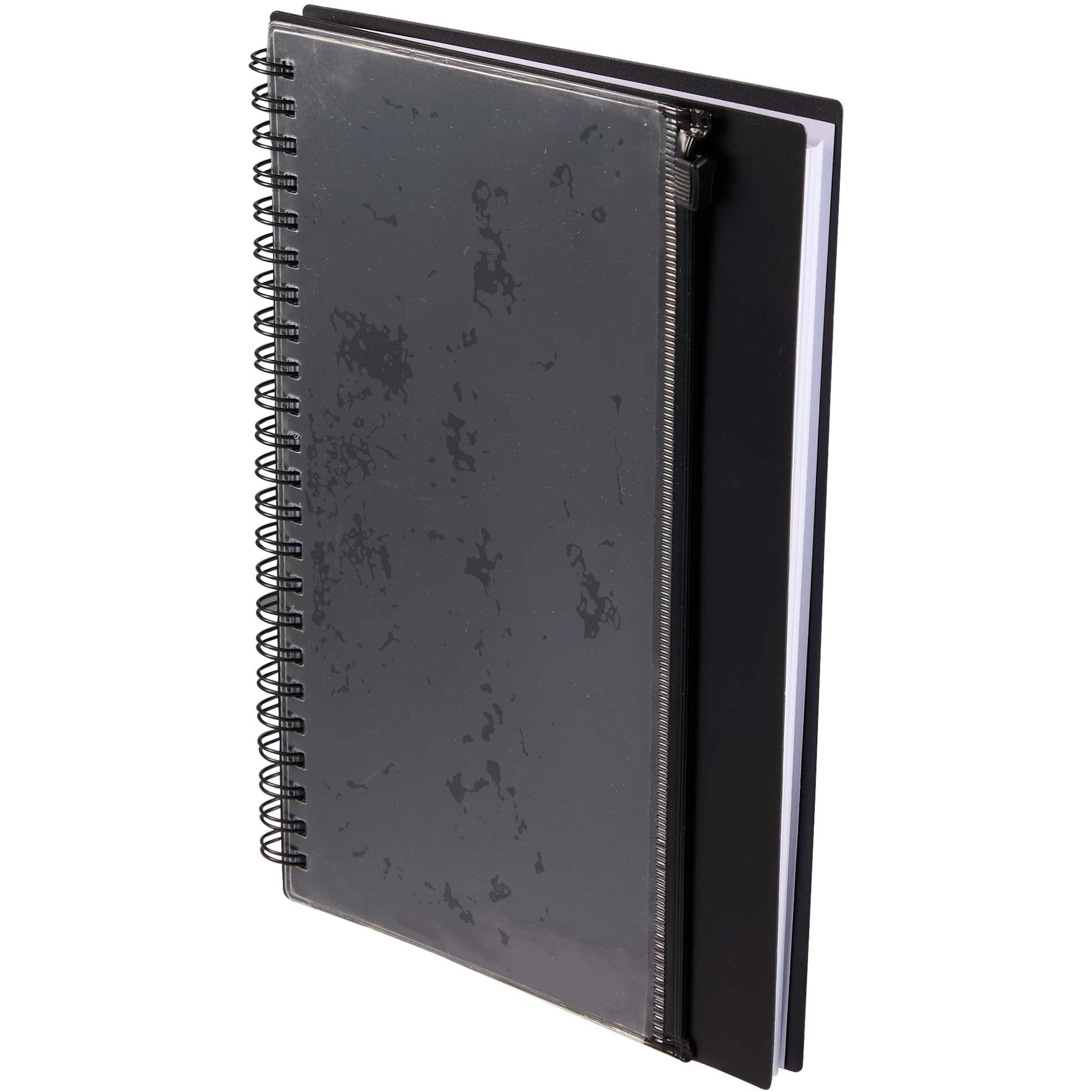 Black 5.5" x 8.5" Spiral Notebook with Clear Pocket plain