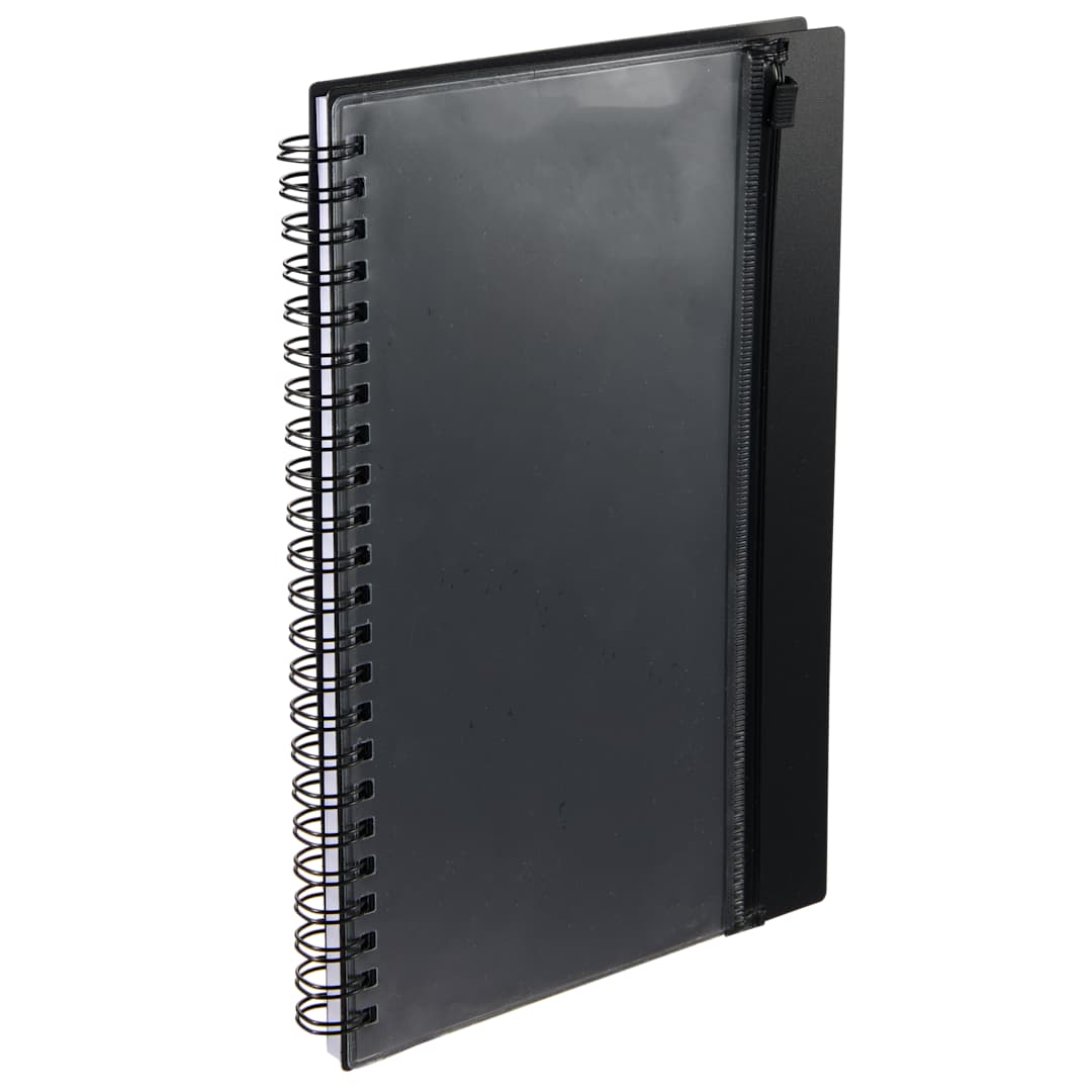 Black 5.5" x 8.5" Spiral Notebook with Clear Pocket plain