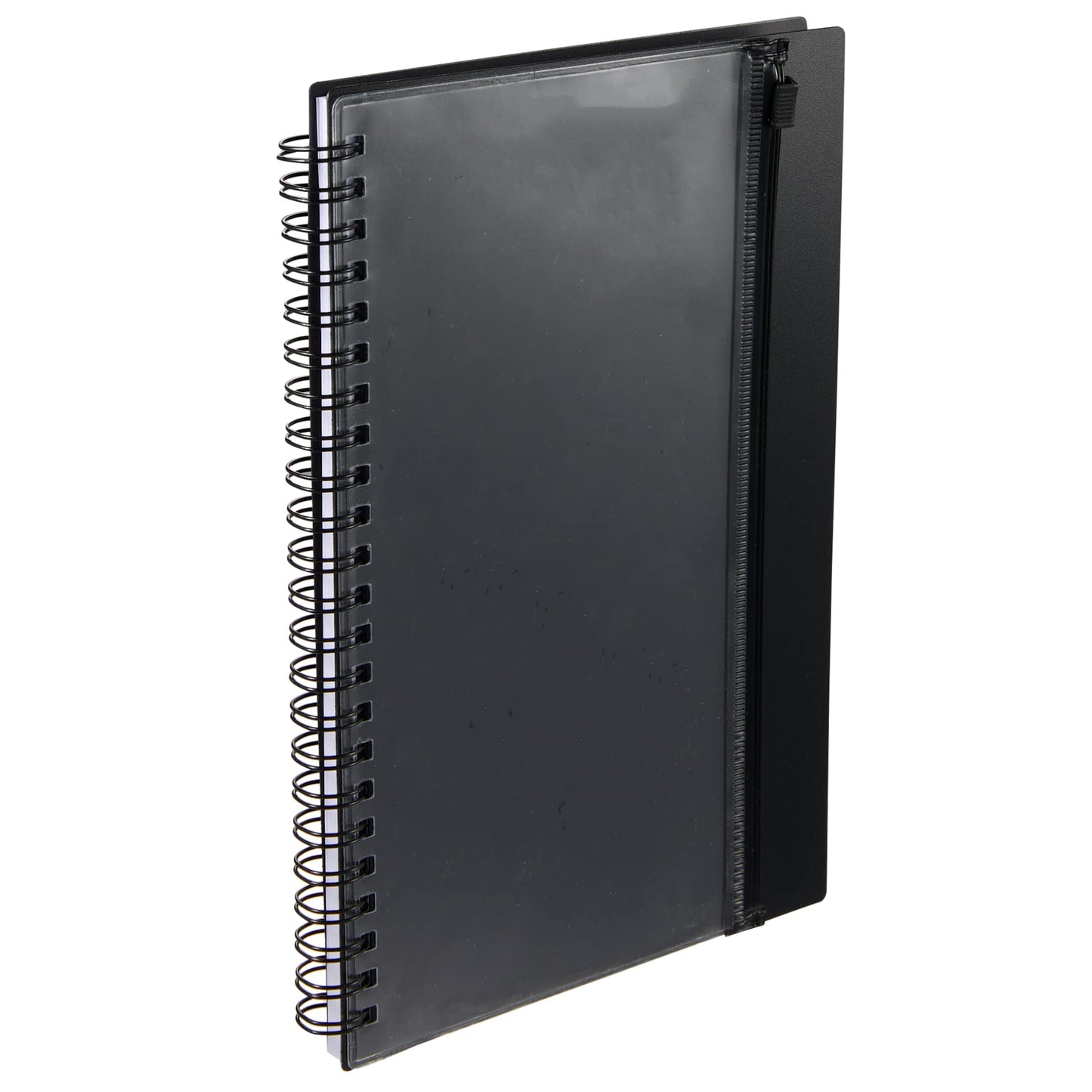 Black 5.5" x 8.5" Spiral Notebook with Clear Pocket plain