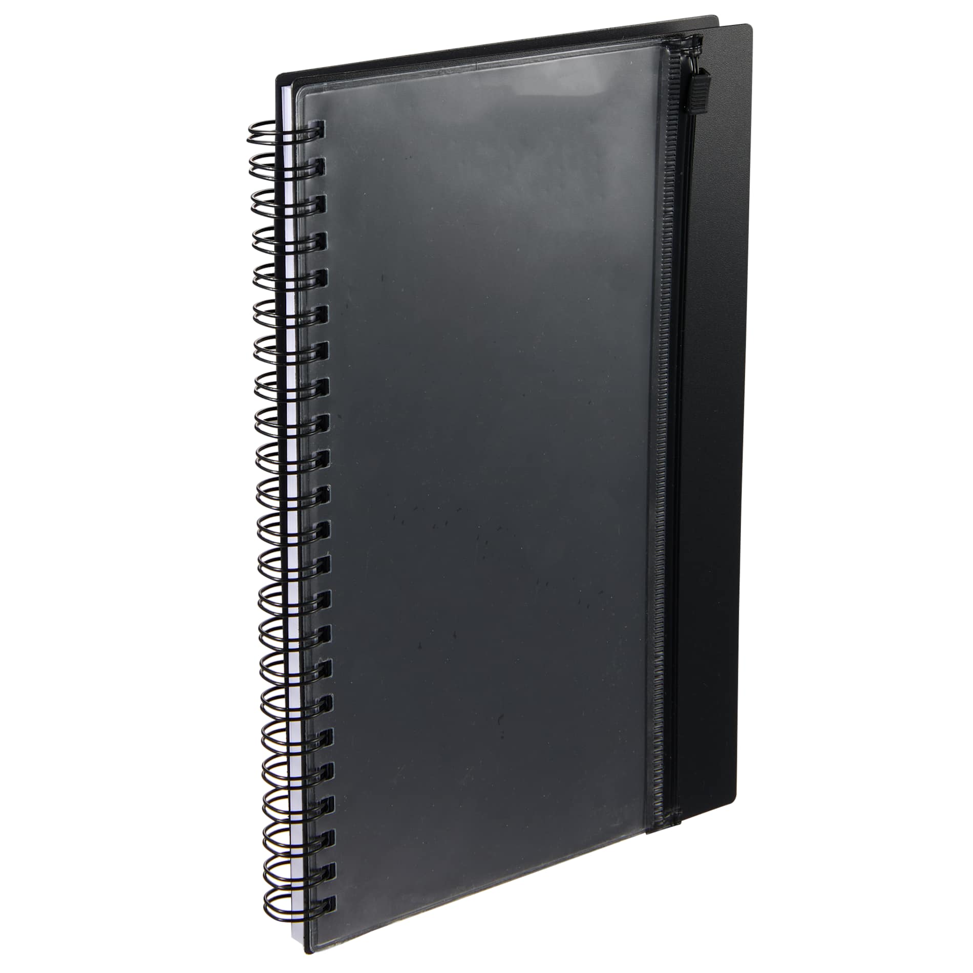 Black 5.5" x 8.5" Spiral Notebook with Clear Pocket plain