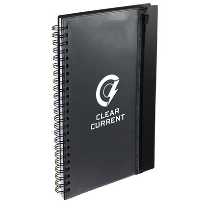 Black 5.5" x 8.5" Spiral Notebook with Clear Pocket