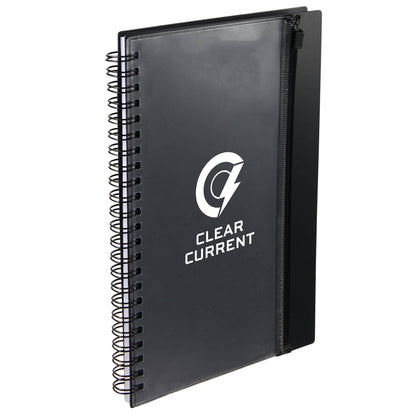 Black 5.5" x 8.5" Spiral Notebook with Clear Pocket