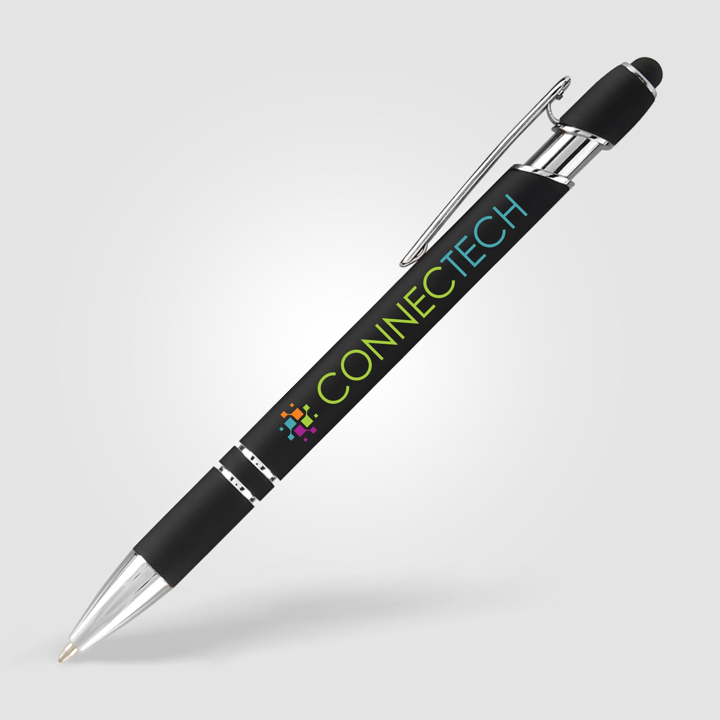 Black (Barrel) Ellipse Softy Gel Pen w/Stylus