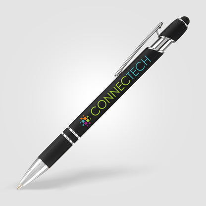 Black (Barrel) Ellipse Softy Gel Pen w/Stylus